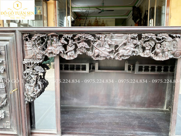 Nét đẹp tủ chè gỗ gụ hàng đục tay 